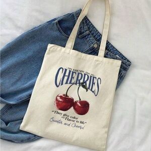 Cherries Graphic Cream Tote Bag